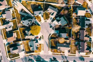 Casa en Temuco centro, 3D 2B, 500 m² terreno 4 Aerial view capturing the layout of a suburban neighborhood in Herriman, Utah.